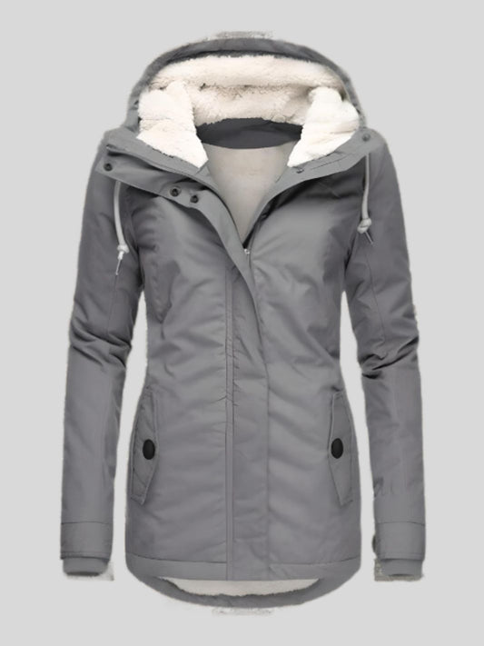 Damen Winterjacke Mit Kapuze | Lang & Gewatteter Kragen